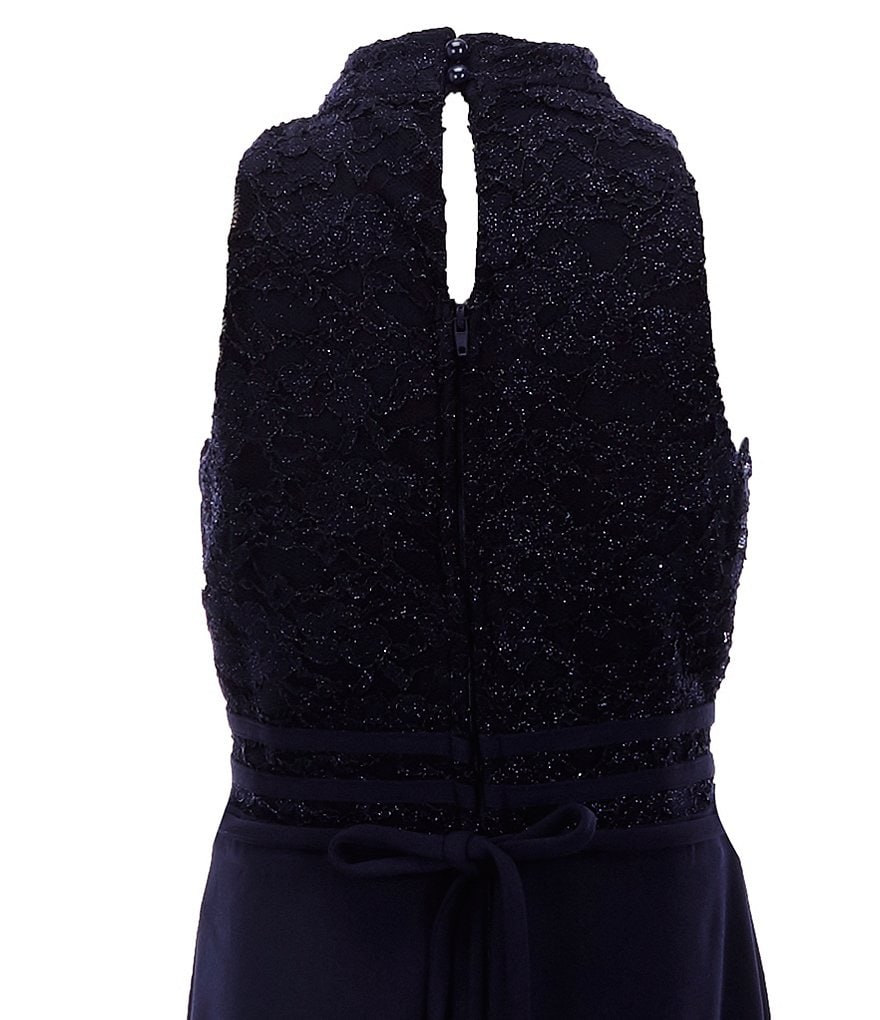 Xtraordinary Big Girls 7-16 Glitter Lace/Scuba Crepe Jumpsuit