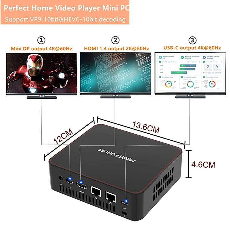 PC Expandable RAM 8GB DDR3L 1600 SODIMM 128GB SSD Intel Core i3-5005U Processor Windows 10 Desktop Computer with USB-C/HDMI/DP Port,3xUSB 3.0 2X Ethernet Port Support Linux,Chromium OS