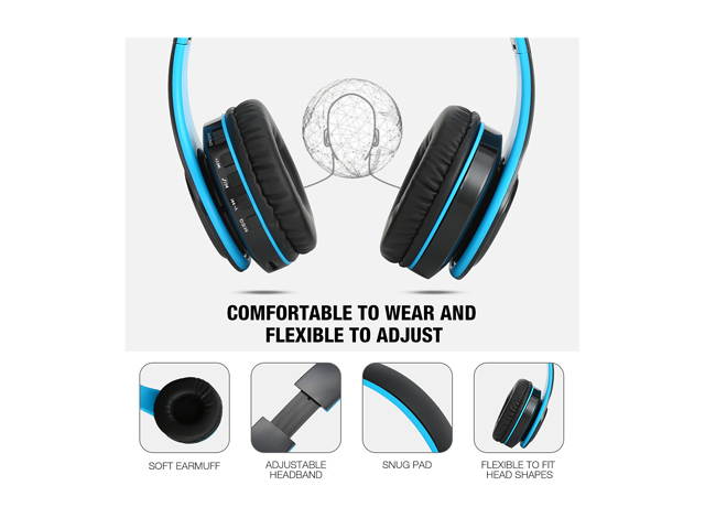 FirstPower Wireless Bluetooth Headphones Foldable Stereo Earphones Super Bass Headset Mic