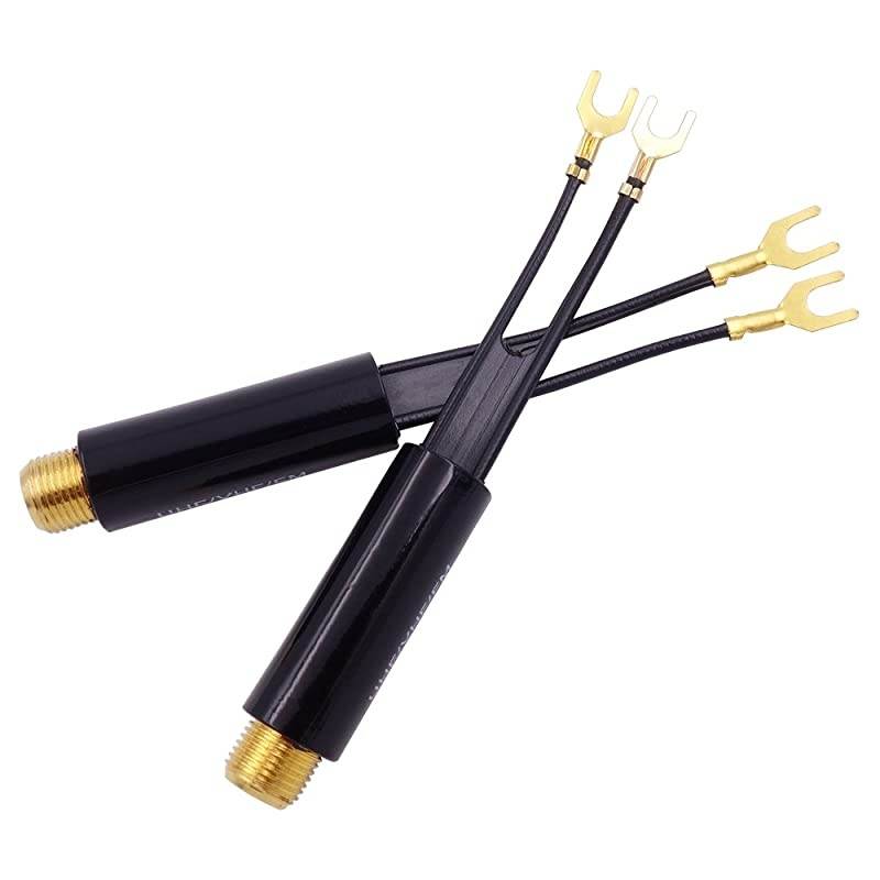 2 Pack Gold Plated 75 Ohm to 300 Ohm UHFVHFFM Matching Transformer Converter Adapter with F Type Female Coax Coaxial Connector Plug Jack for Cable Wire Antenna TV