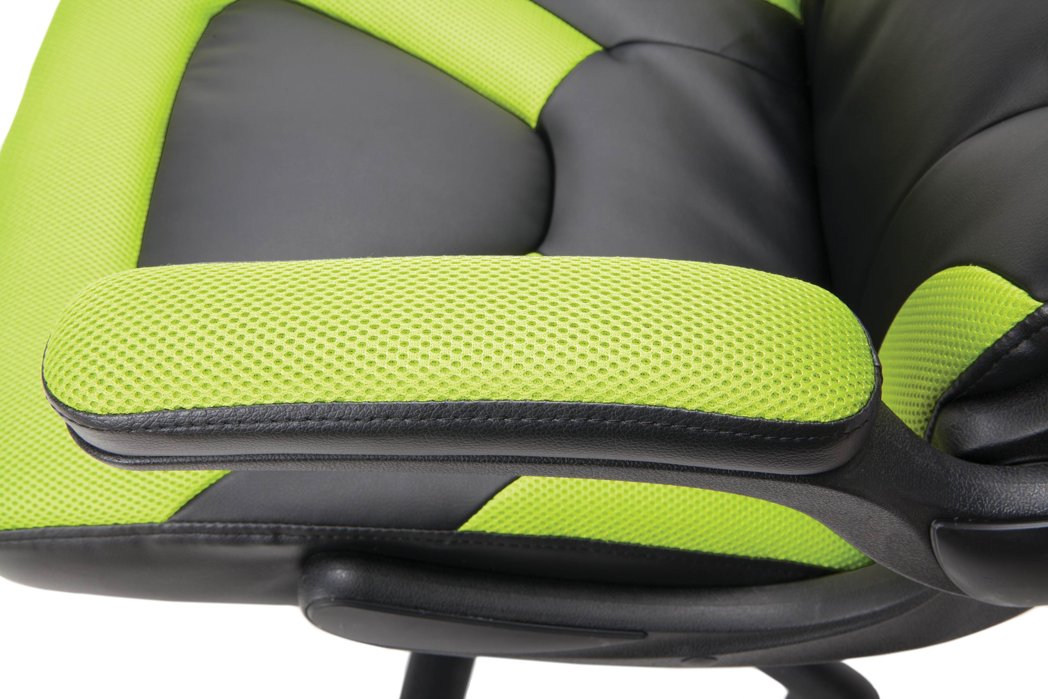 OFM Essentials Collection Racing Style Bonded Leather Gaming Chair, in Green (ESS-3085-GRN)