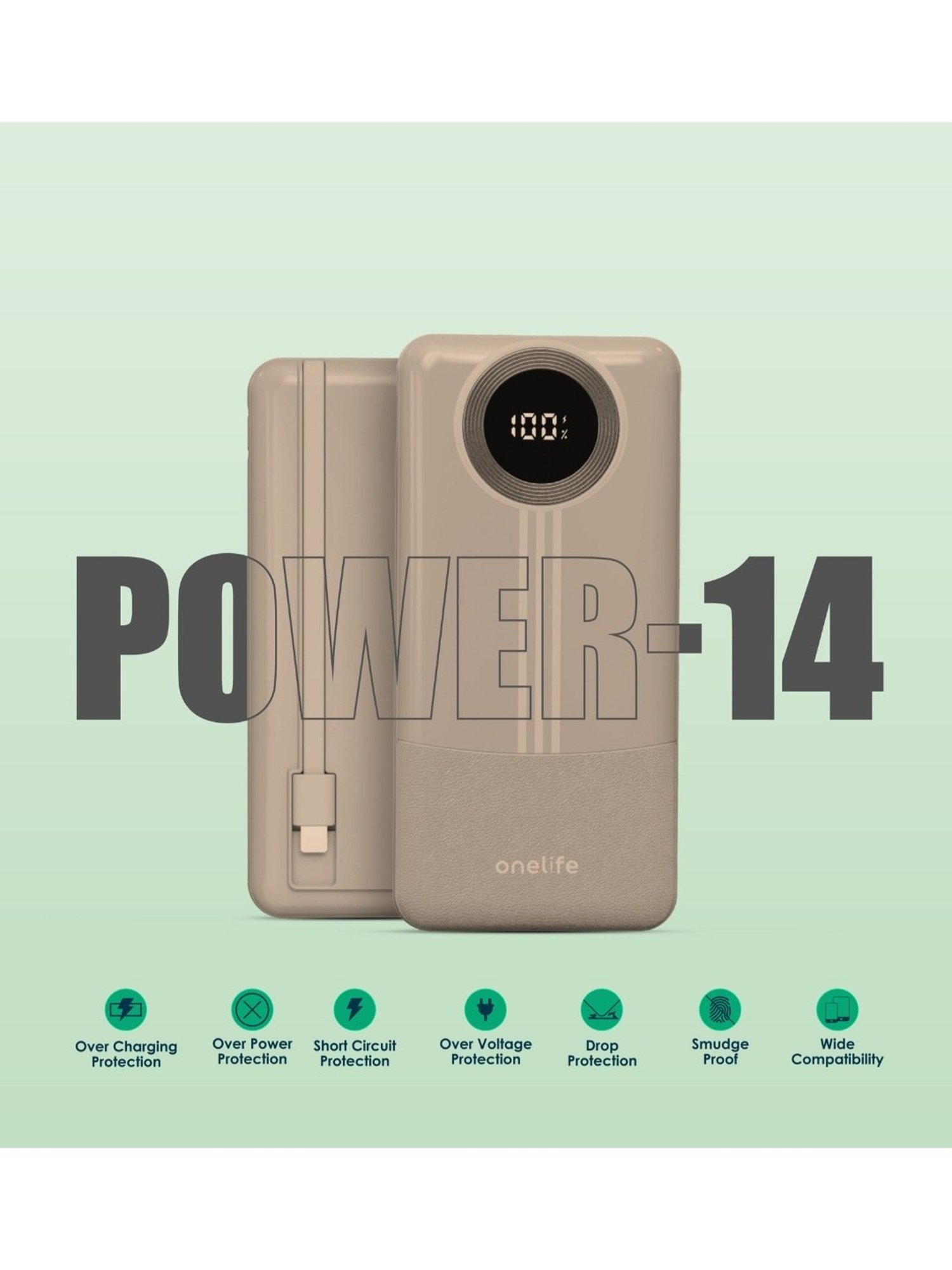 Onelife Power 14 10000 mAh 22.5W Slim Quick Charge Power Bank (Peach)