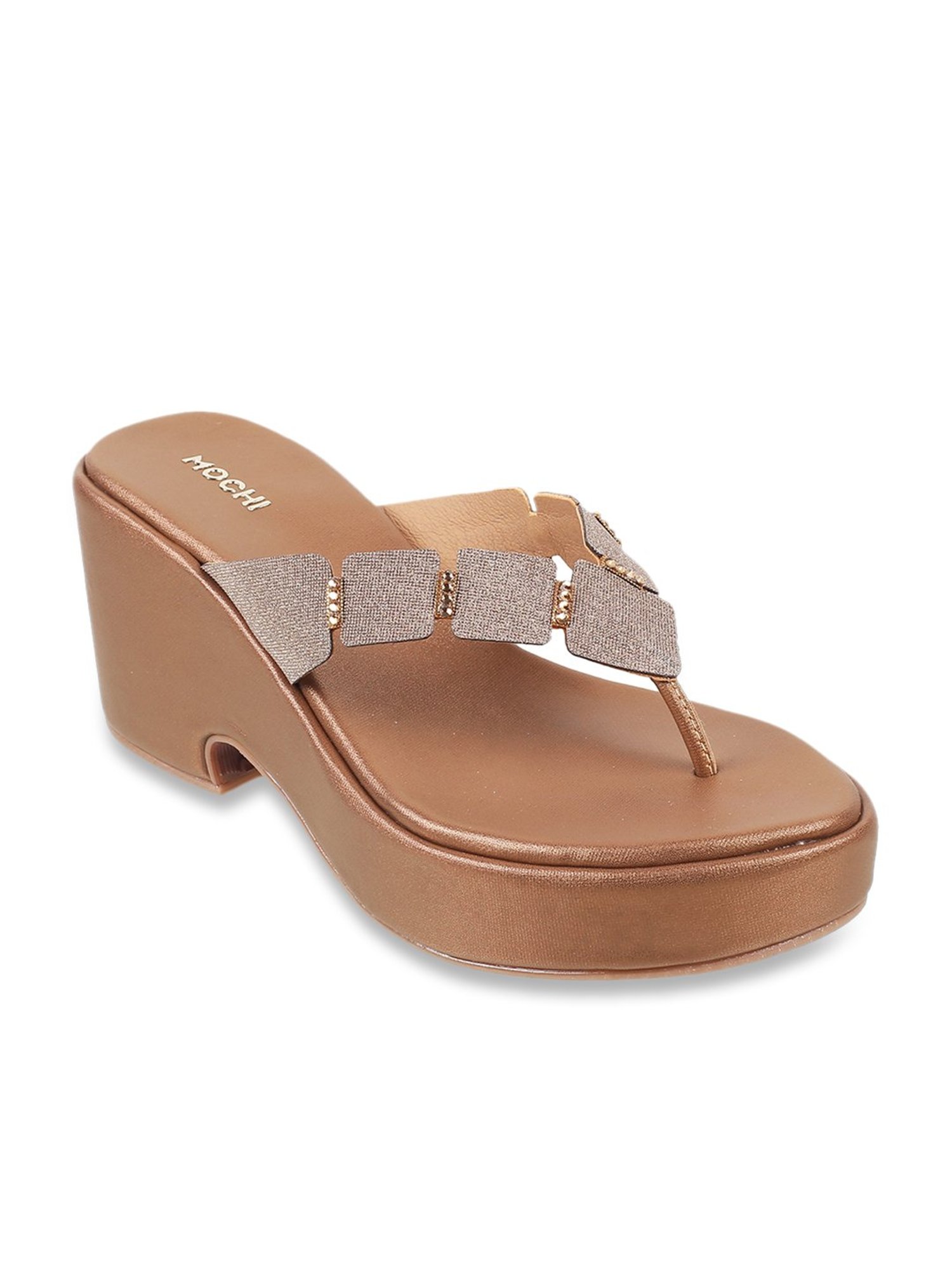 Mochi Women's Antic Gold Thong Sandals