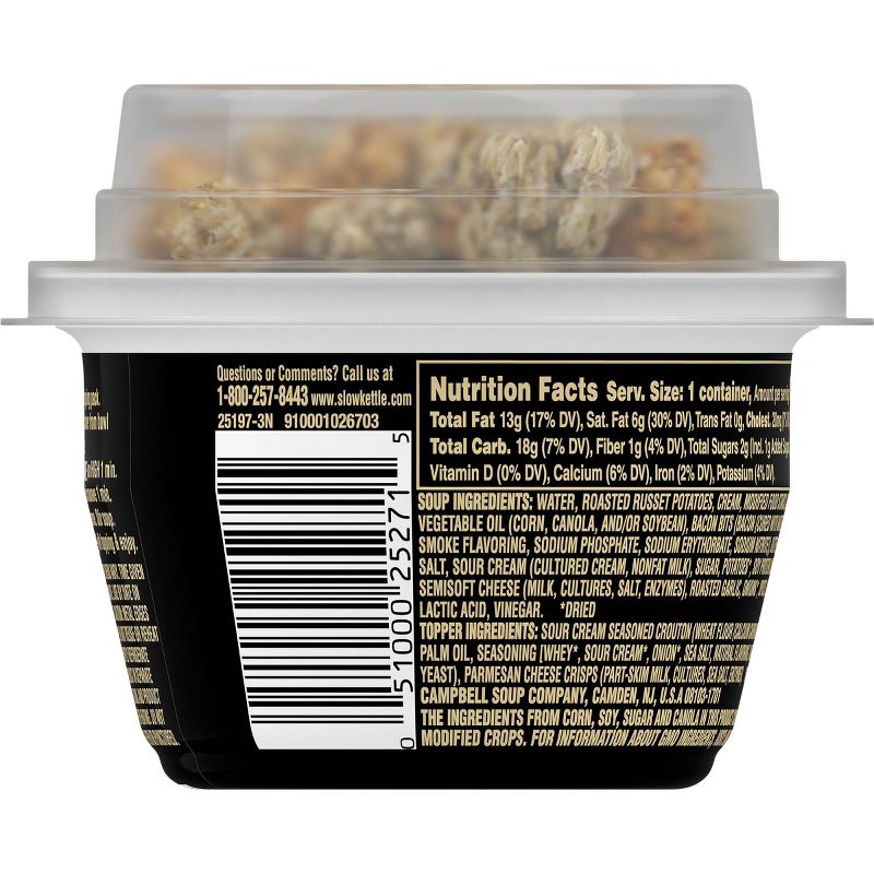 Campbell's Slow Kettle Style Loaded Potato Soup With Crunchy Toppings, 7.44oz Microwavable Cup