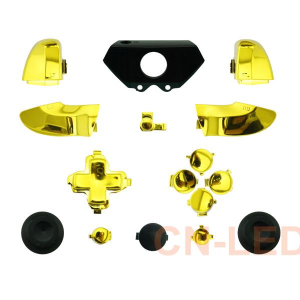 Chrome Gold  ABXY Dpad Triggers Full Buttons Set Mod Kits for Xbox One Controller (not 3.5mm Port) with Screwdriver (Torx T6 T8) Set