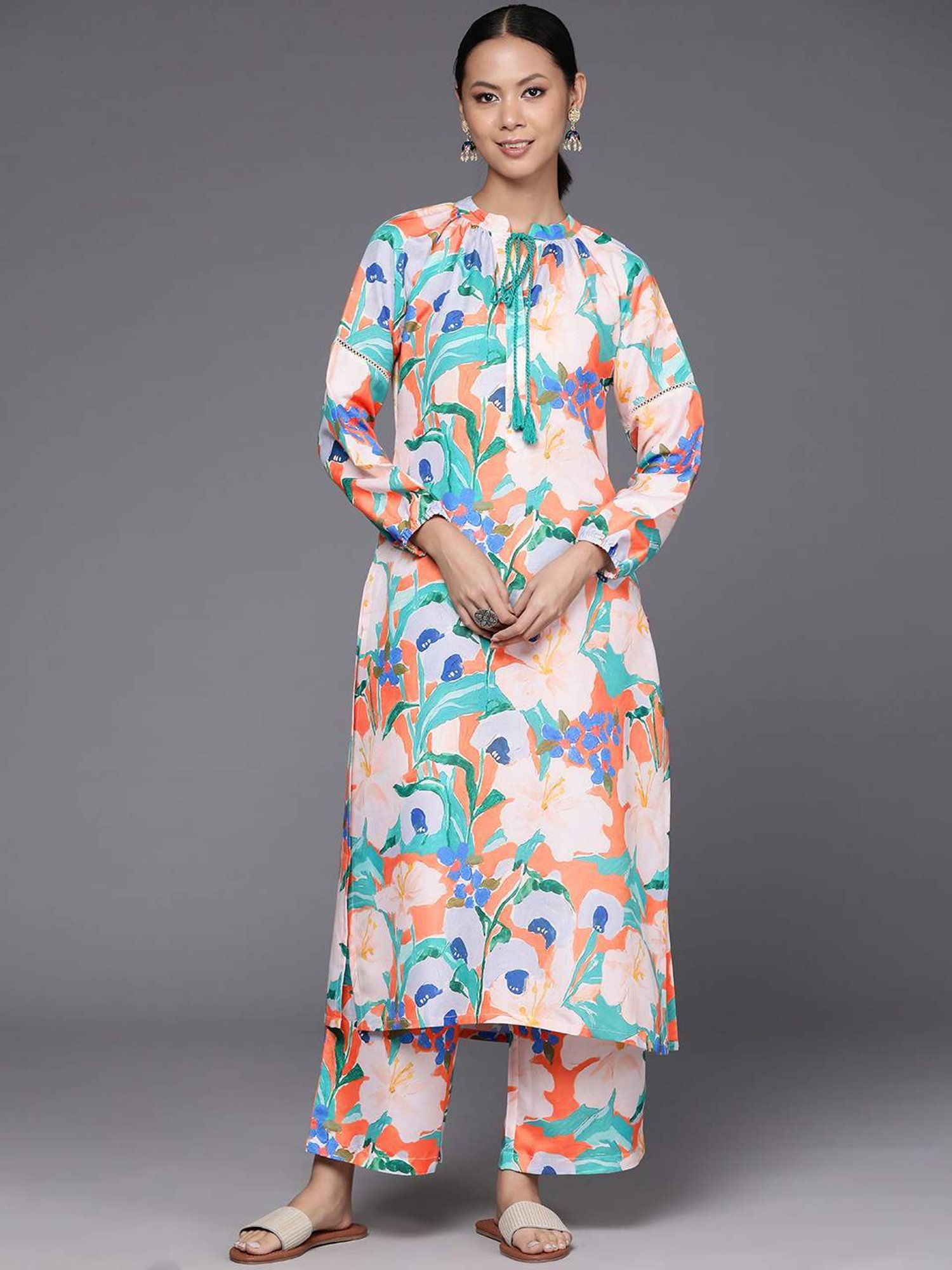Varanga Multicolored Cotton Printed Kurta Palazzo Set