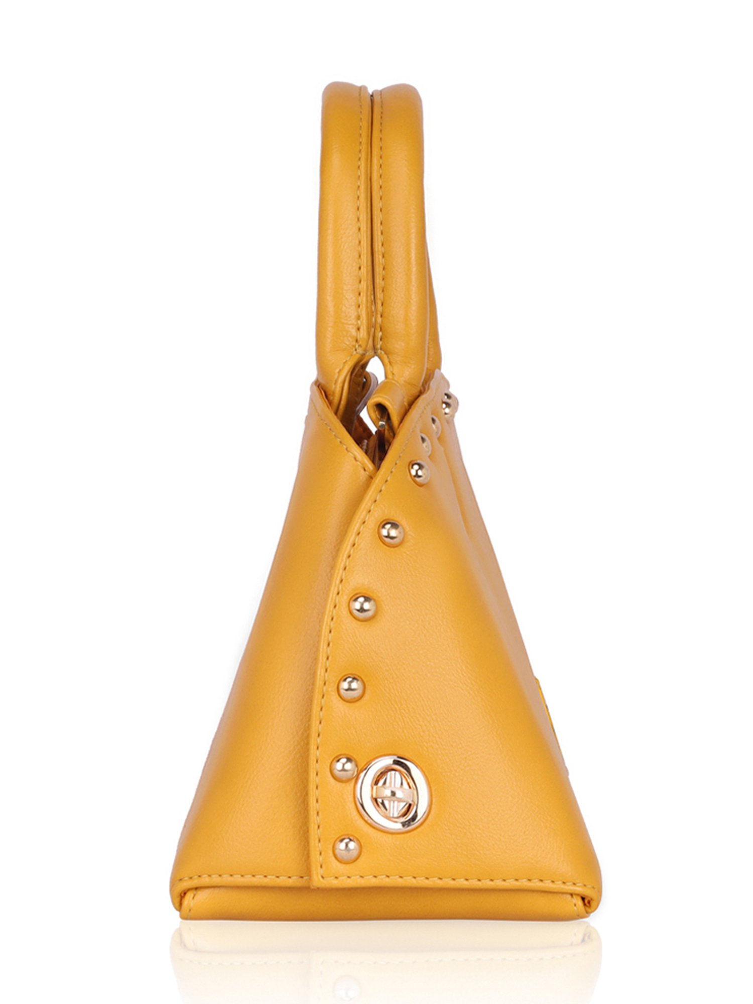 Eume Marigold Yellow Leather Satchel Handbag