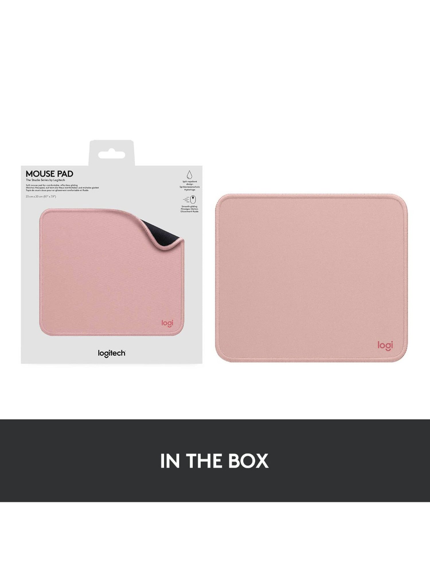 Logitech Mouse Pad - Studio Series, Computer Mouse Mat with Anti-Slip Rubber Base (Dark Rose)