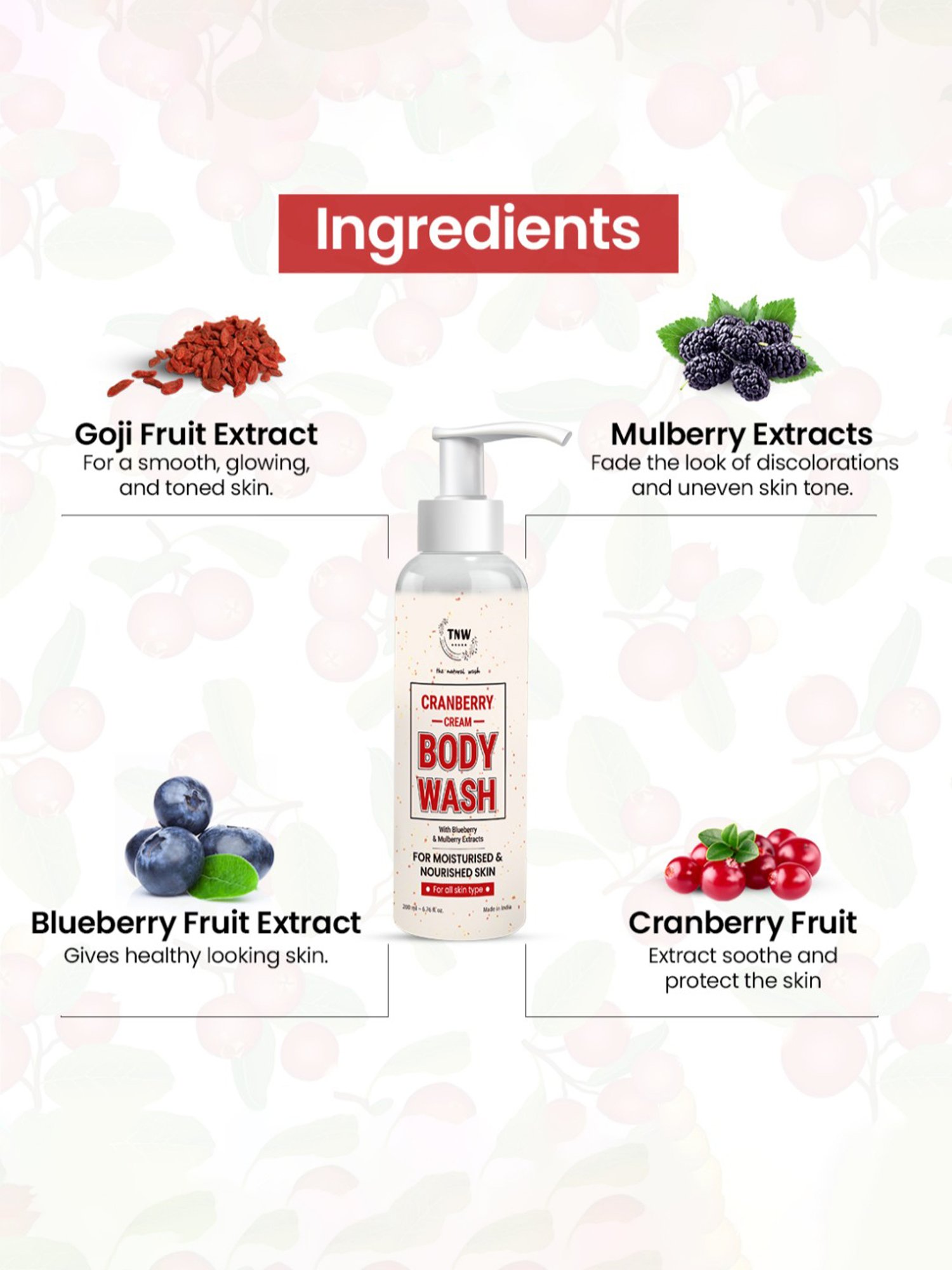 TNW-The Natural Wash Cranberry Cream Body Wash - 200 ml