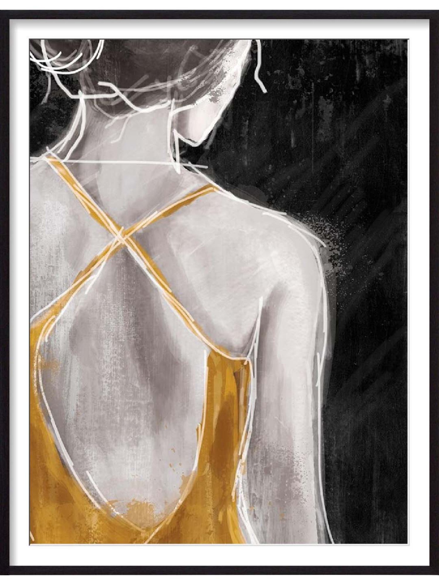 ARTE'VENUE Gold on The Town Black & Yellow Paper Wall Arts - Set of 2 (13 X 16 inch Each)