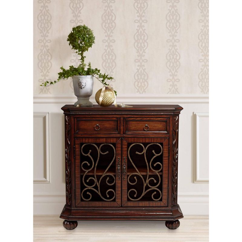 Kensington Hill Arriana 35" High Dark Cherry Wood 2-Door Console