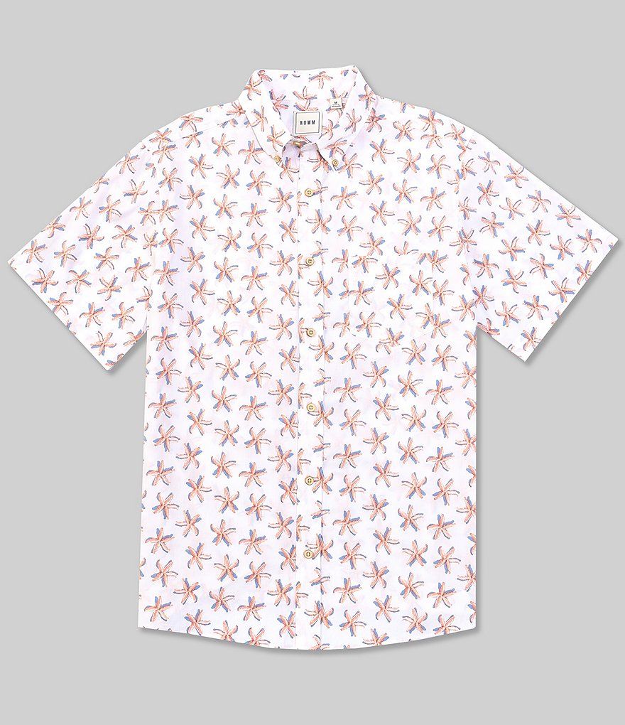 Rowm Big & Tall Short Sleeve Starfish Print Sportshirt