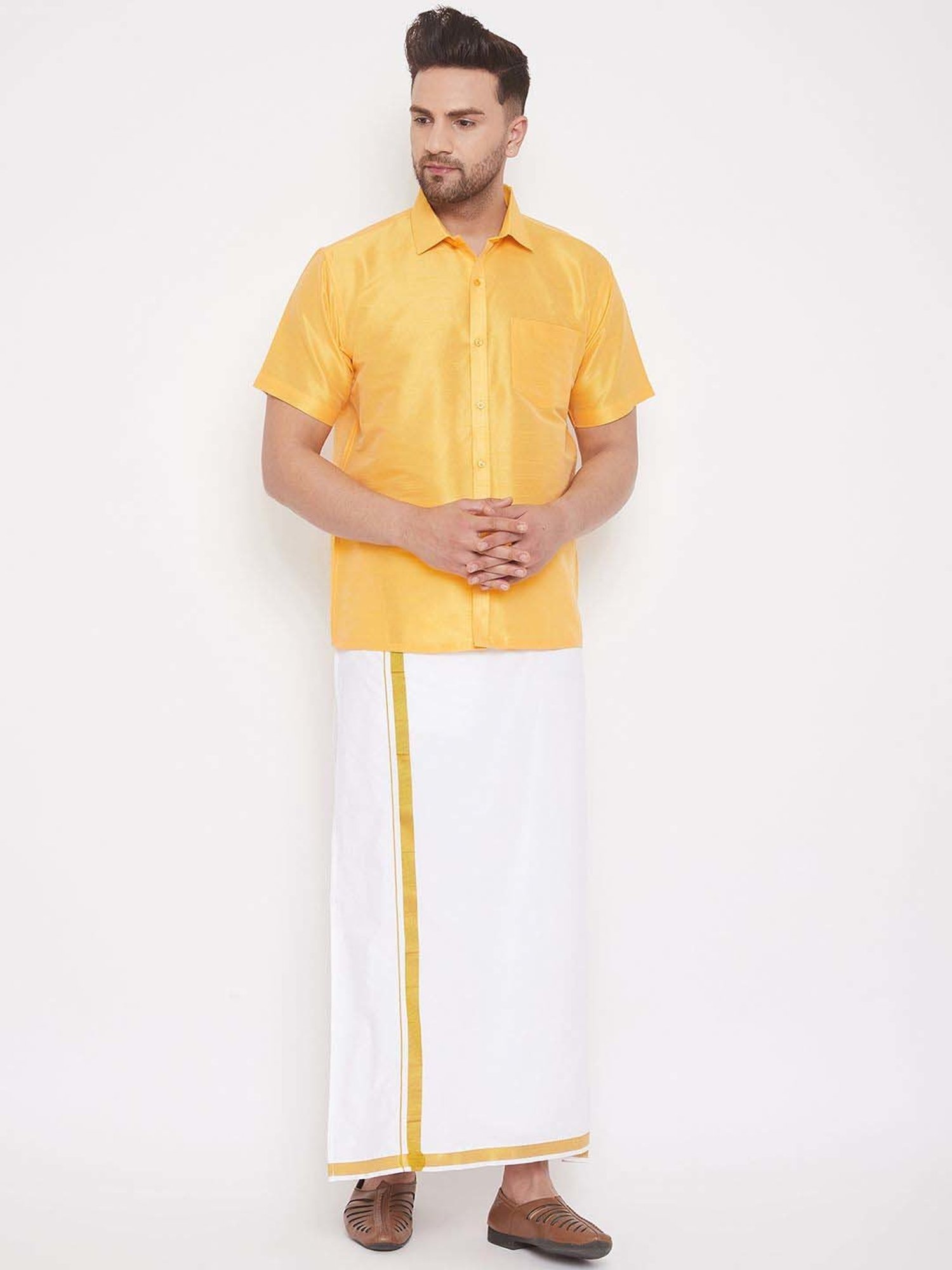 Ramraj Red Cotton Regular Fit Shirt