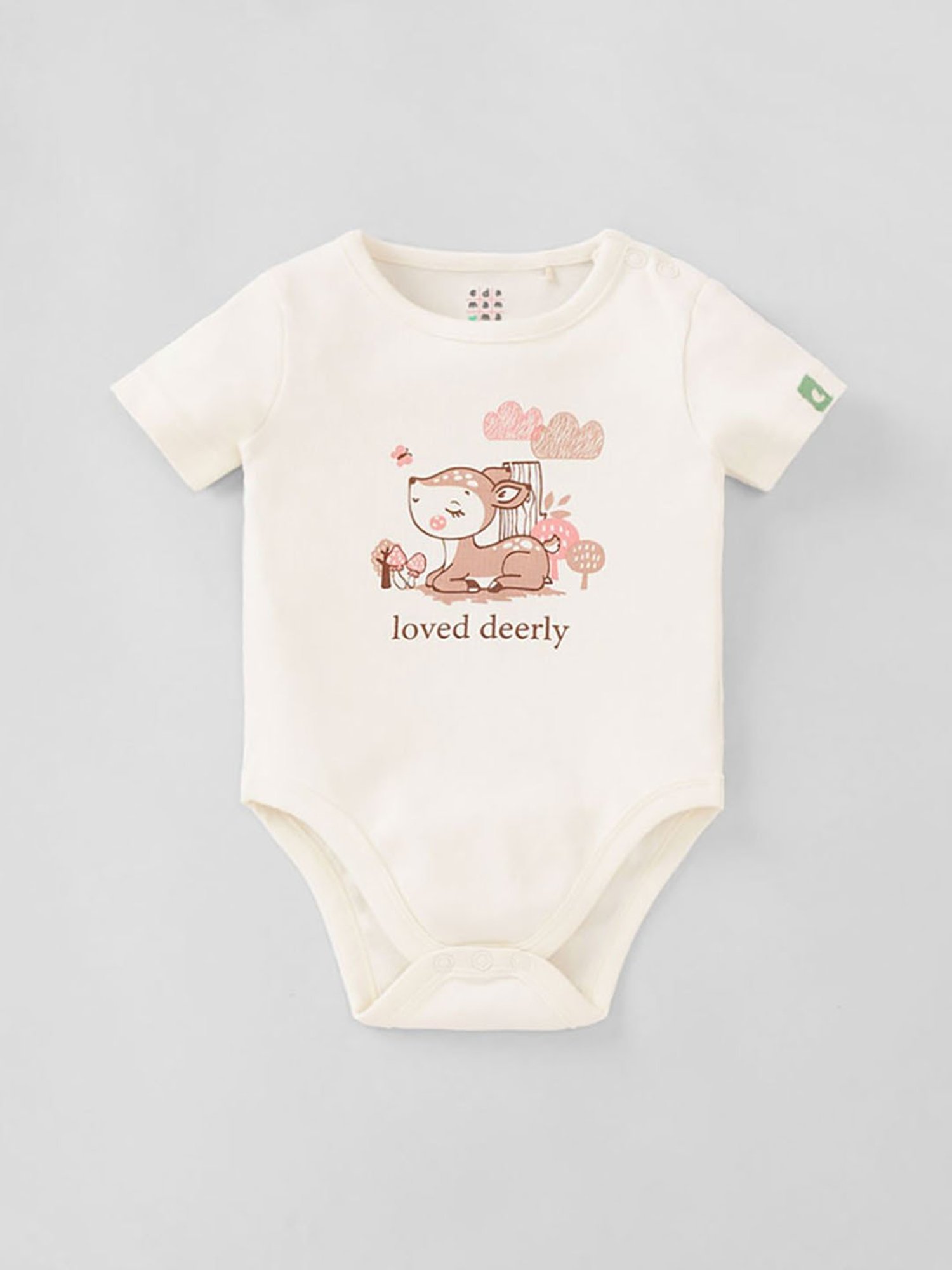 Ed-a-Mamma Baby White & Green Printed Bodysuit (Pack Of 2)
