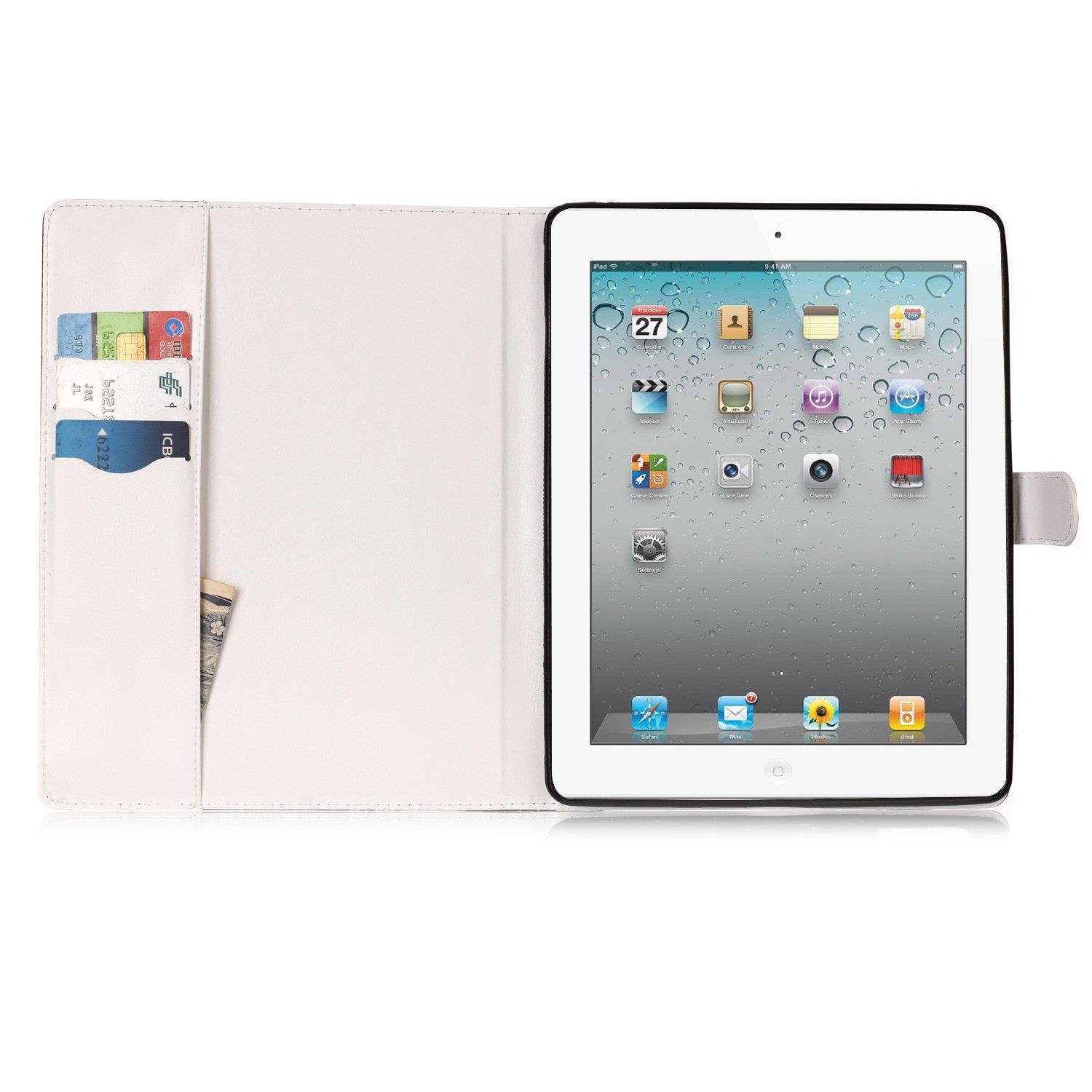 iPad 2/3/4 Case, Dteck(TM) Slim Flip PU Leather Wallet Case with Card Slots/Money Pouch Kickstand iPad Case Magnetic Closure Shell Full Body Protective Case Cover for Apple iPad 2 3 4,Gradient Marble