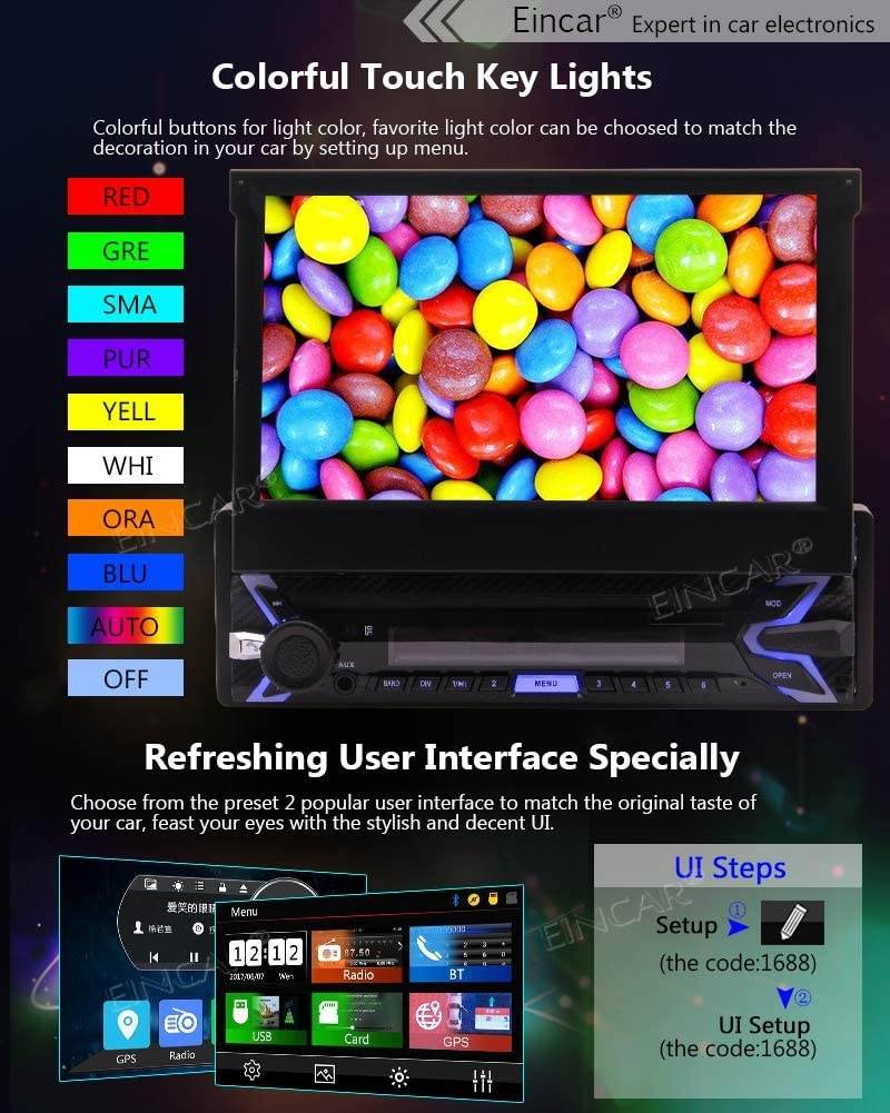 7 Inch Single DIn 1DIN Capacitive Touch Screen Anti-Theft Detachable Front Panel No-DVD Car Stereo with GPS Navigation Bluetooth AM/FM Radio Steering Wheel Control USB TF SD Card Free 8GB GPS Map C