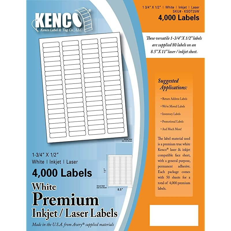 Premium White Address Shipping UPC LaserInkjet Labels Made in The USA 175 X 05 4000 Labels