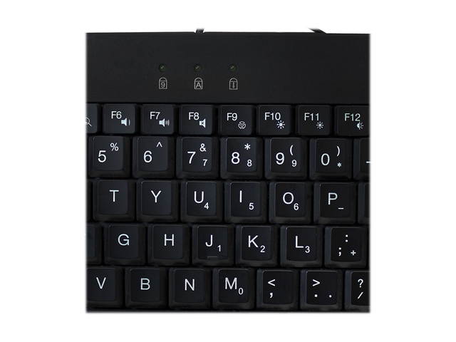 Adesso AKB-110EB SlimTouch 3 RGB colors illuminated Mini USB keyboard with multimedia hot keys, 2X large print keycap