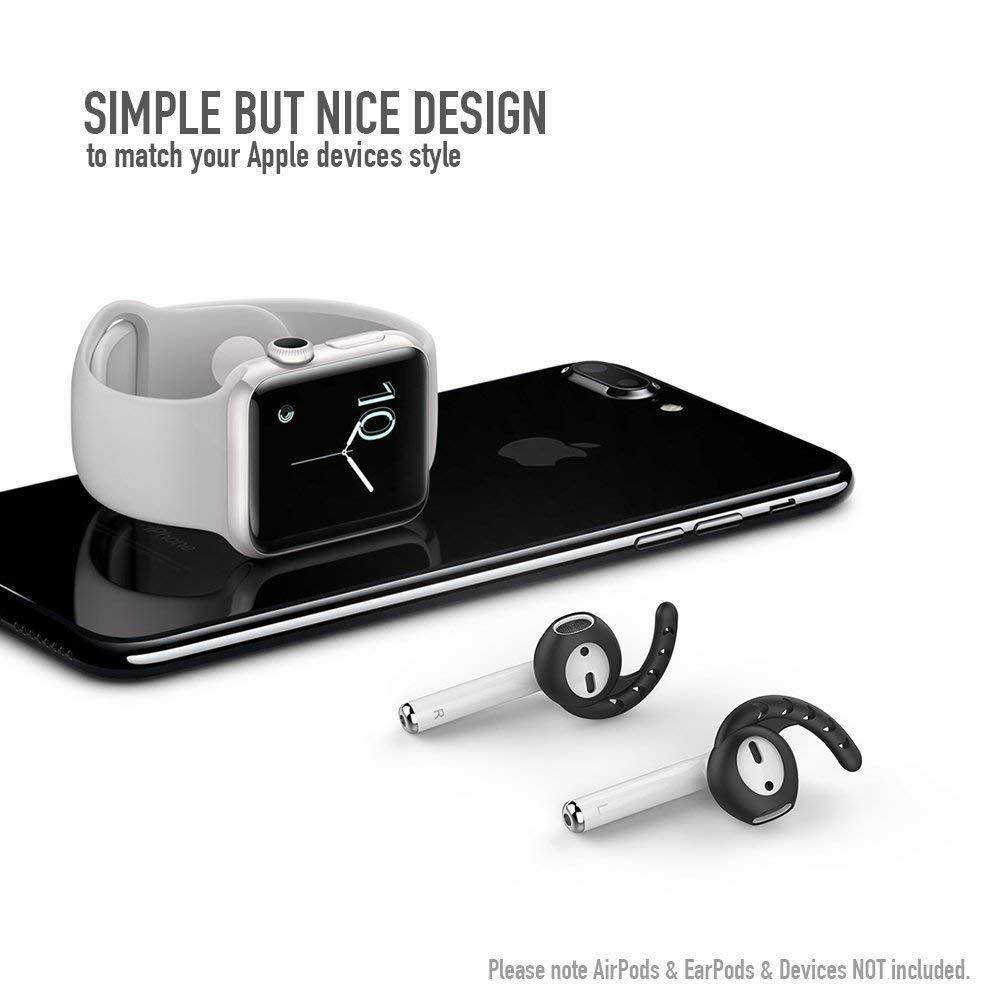 AhaStyle 3 Pairs Ear Hooks and Covers Compatible with Apple AirPods and EarPods - Black