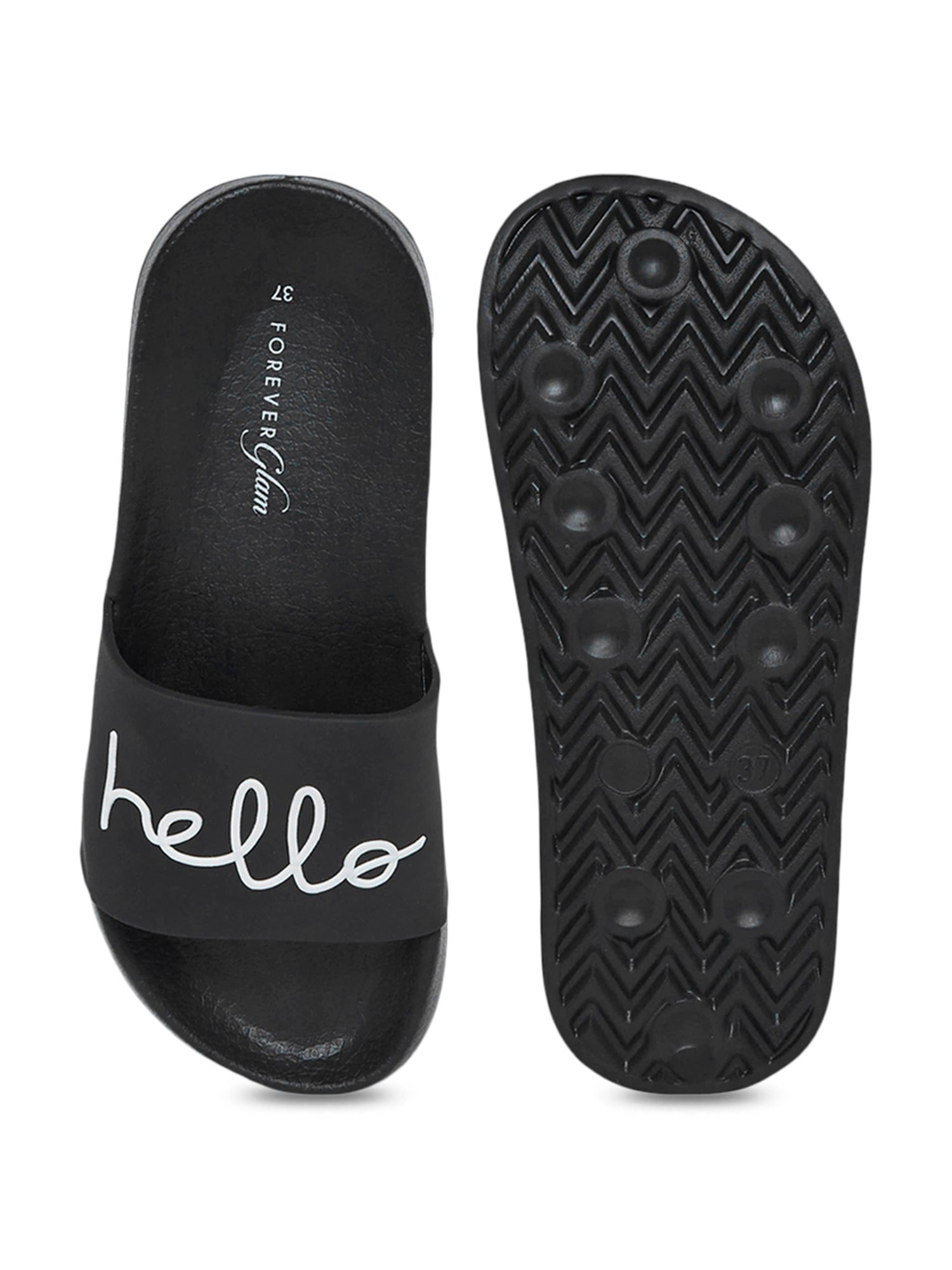 Forever Glam by Pantaloons Women's Black Slides