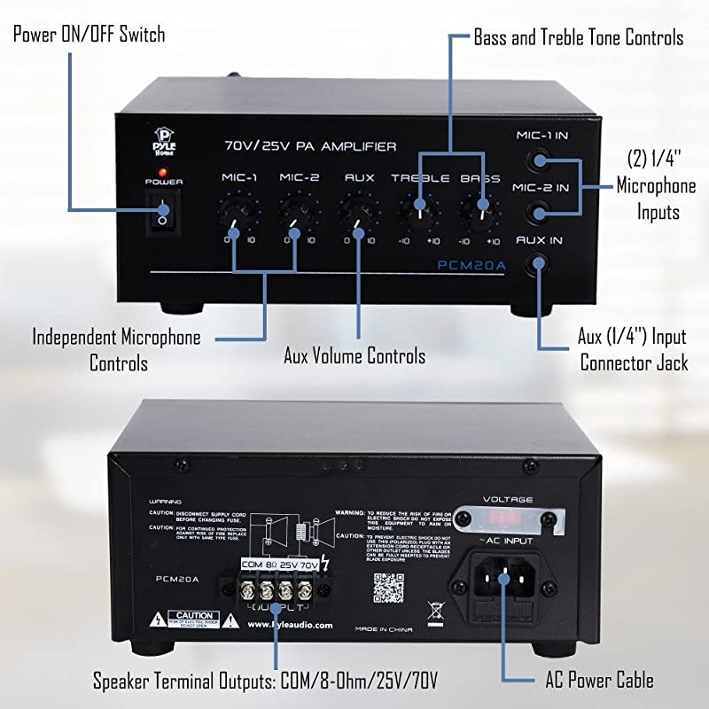 Bluetooth Amplifier in Wall, Home Stereo Audio System, 5 Inches Video Player with Touch Screen, Black, BM207M