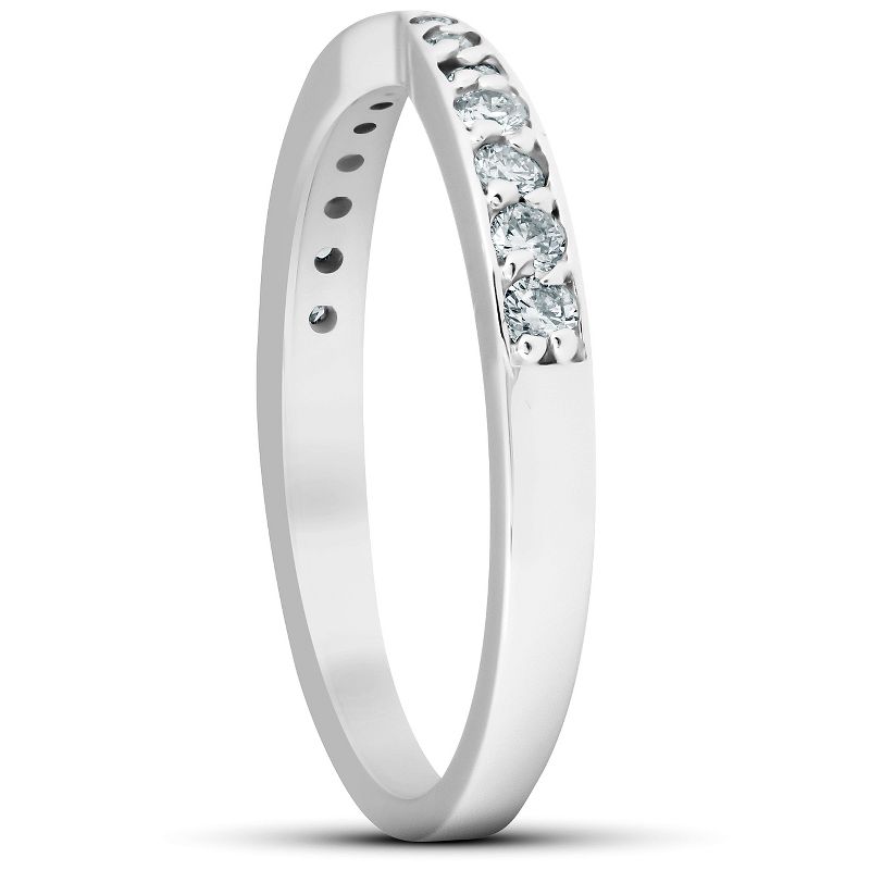 Pompeii3 .25 Ct Diamond Wedding Ring Stackable V Shape Tapered Band 14k White Gold
