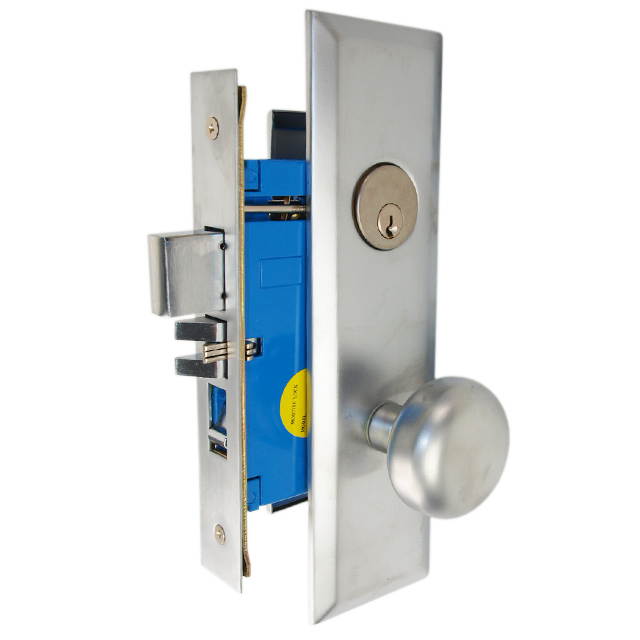 Maxtech (Marks New Yorker 7NY10A/26D Like) 1033BF26DR Satin Chrome Right Hand Heavy Duty Mortise Entry Lockset Screwless Knobs Thru-Bolted, 2-3/4" Lock Set