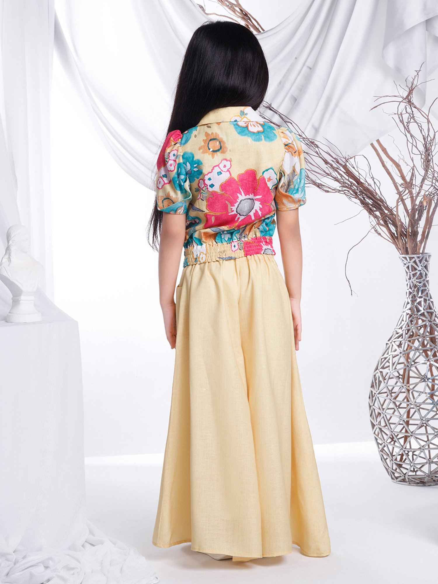 Peppermint Kids Purple & White Floral Print Top with Culottes