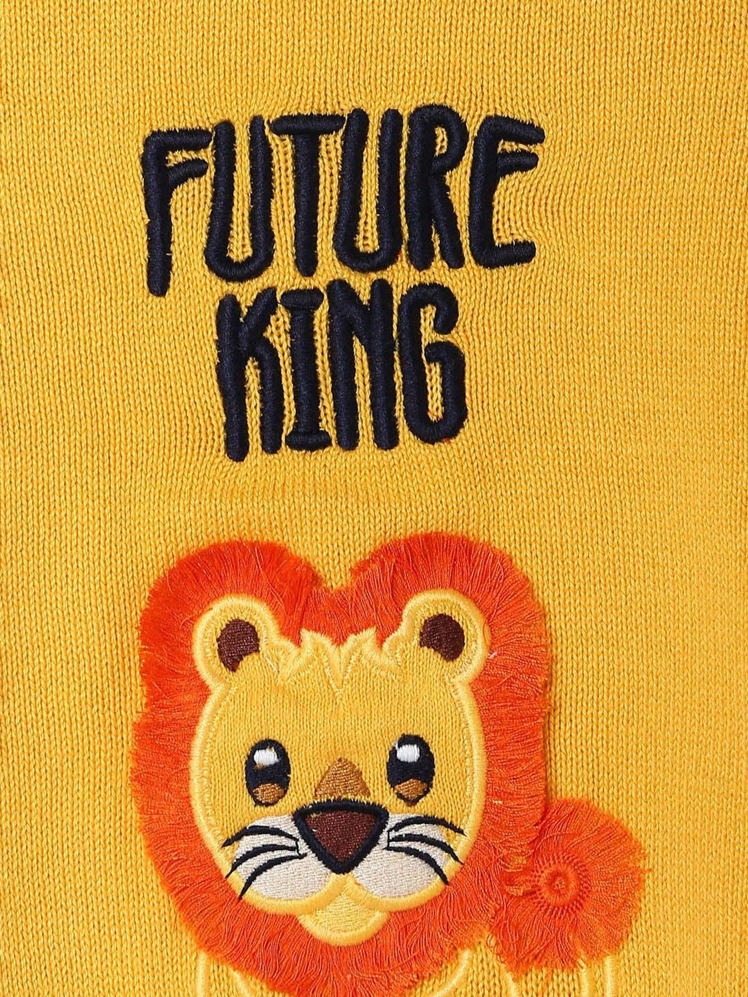 Juniors by Lifestyle Kids Mustard Cotton Embroidered Full Sleeves Sweater