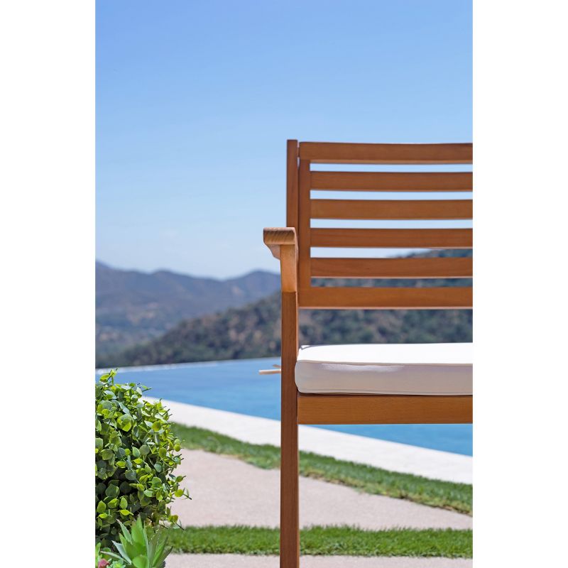 Tanner 2pk Outdoor Wood Cushioned Arm Chairs - Natural Brown - Coaster