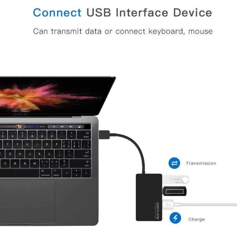 USB 3.0 Hub with 4 Ports USB 3.0 HUB Adapter Up To 5Gbps for MacBook Air, MacBook Pro, MacBook, Mac Mini, PC, Laptops