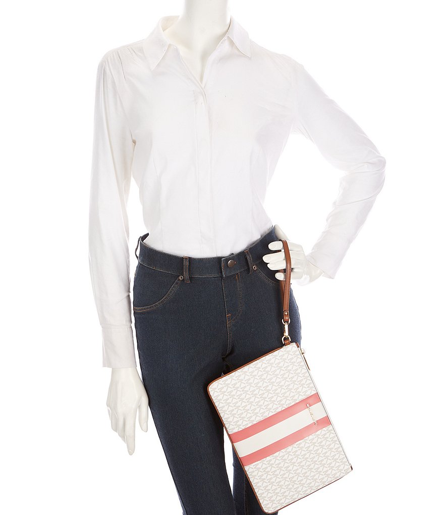 Michael Kors Signature Large Stripe Zip Pouch