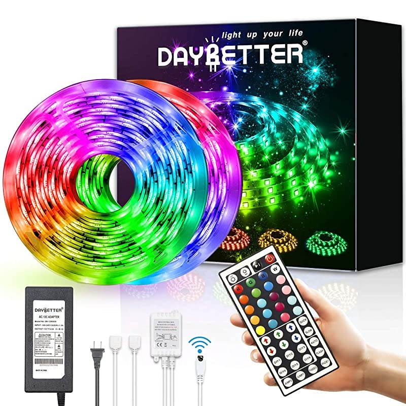 Led Strip Lights 328ft Waterproof Flexible Tape Lights Color Changing 5050 RGB 300 LEDs Light Strips Kit with 44 Keys IR Remote Controller and 12V Power Supply for Home Bedroom Kitchen