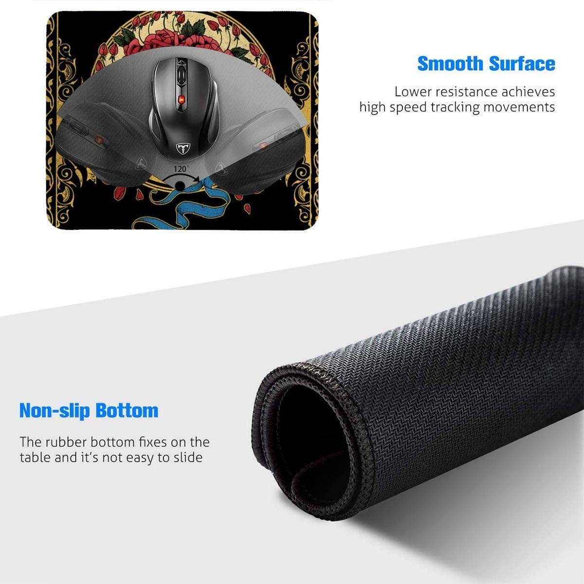 Grate Ful Skull Gaming Mouse Pad, Anti Slip Natural Rubber Mouse Mat for Desktops, Computer, Pc and Laptops Cool Mousepad for Working or Game - Grate-ful Dead 7.1x8.7 inches/11.8x9.85 inches