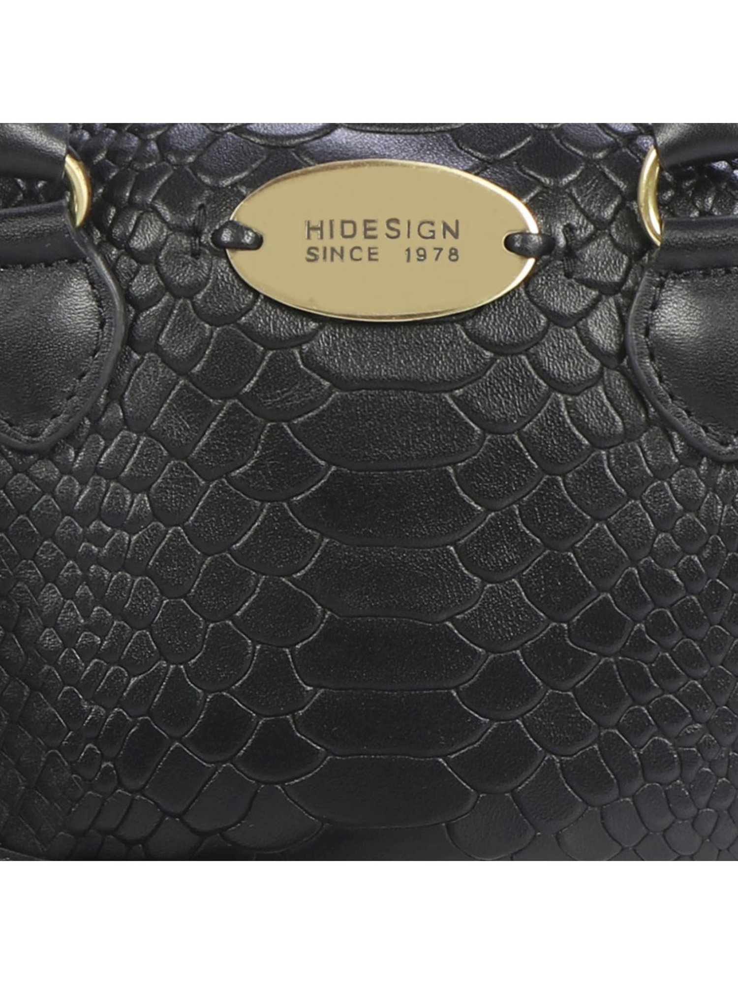Hidesign Black Textured Medium Handbag