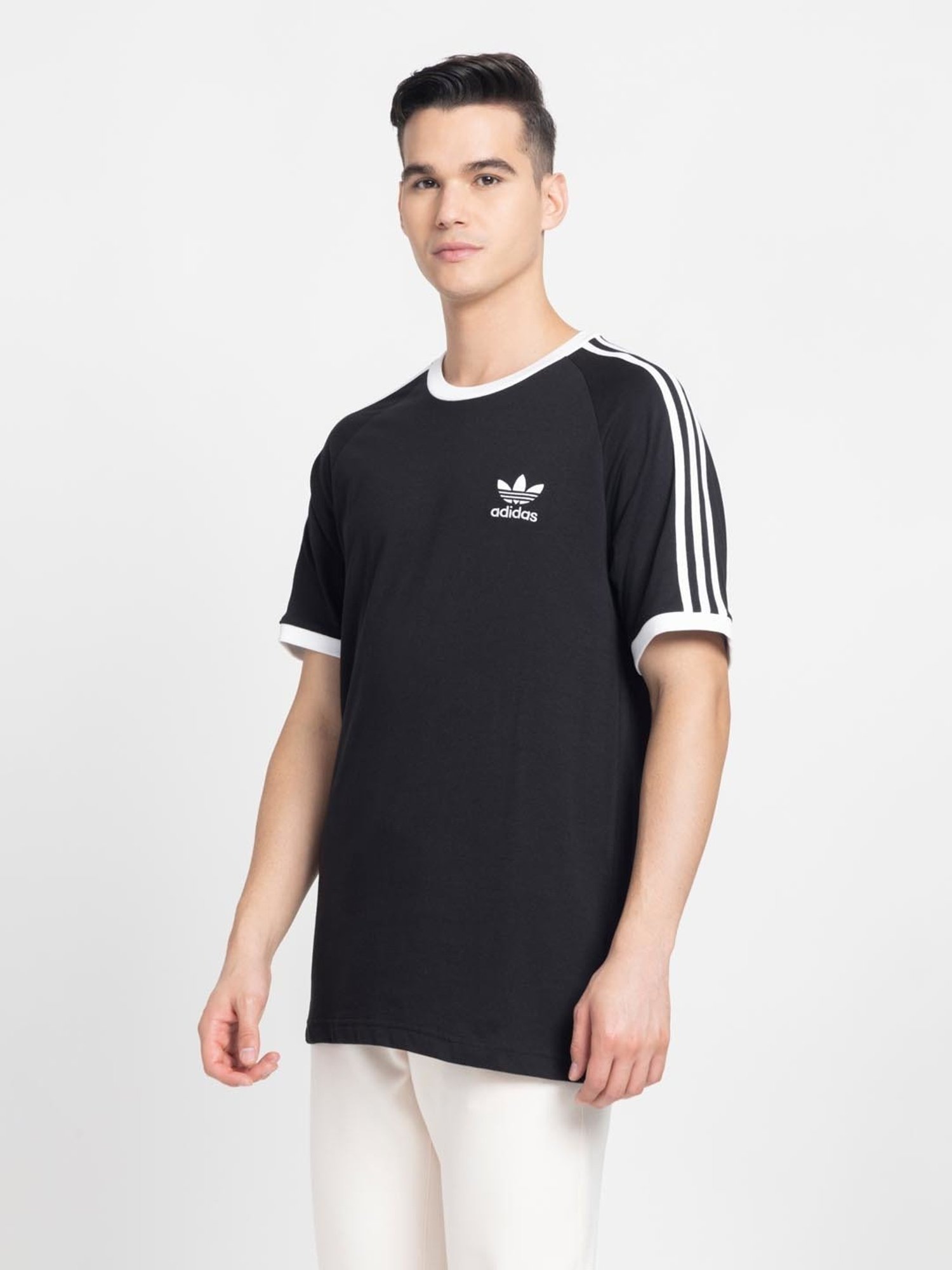Adidas Originals Black Regular Fit Striped T-Shirt