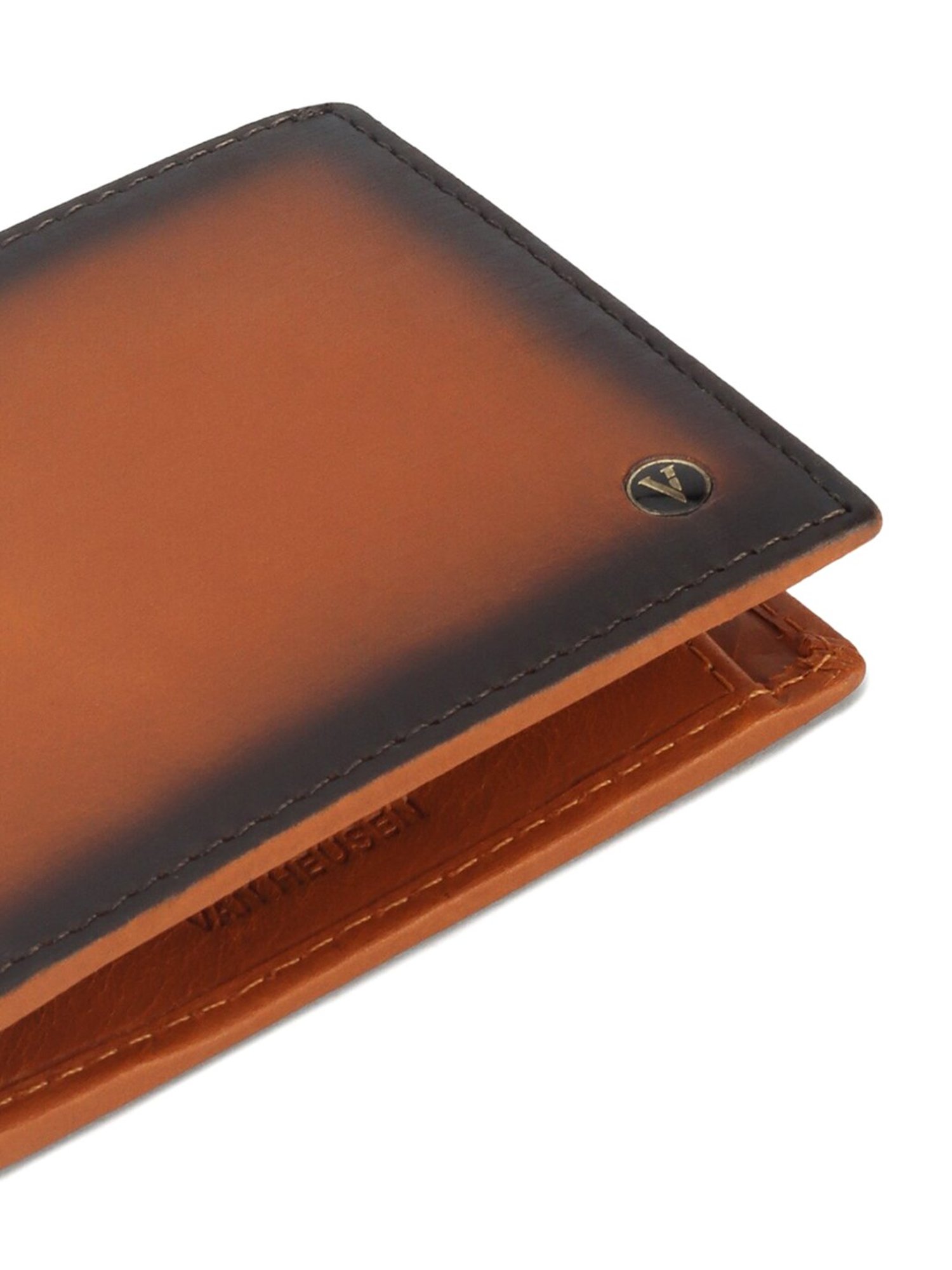 Van Heusen Brown Printed Leather Bi-Fold Wallet for Men