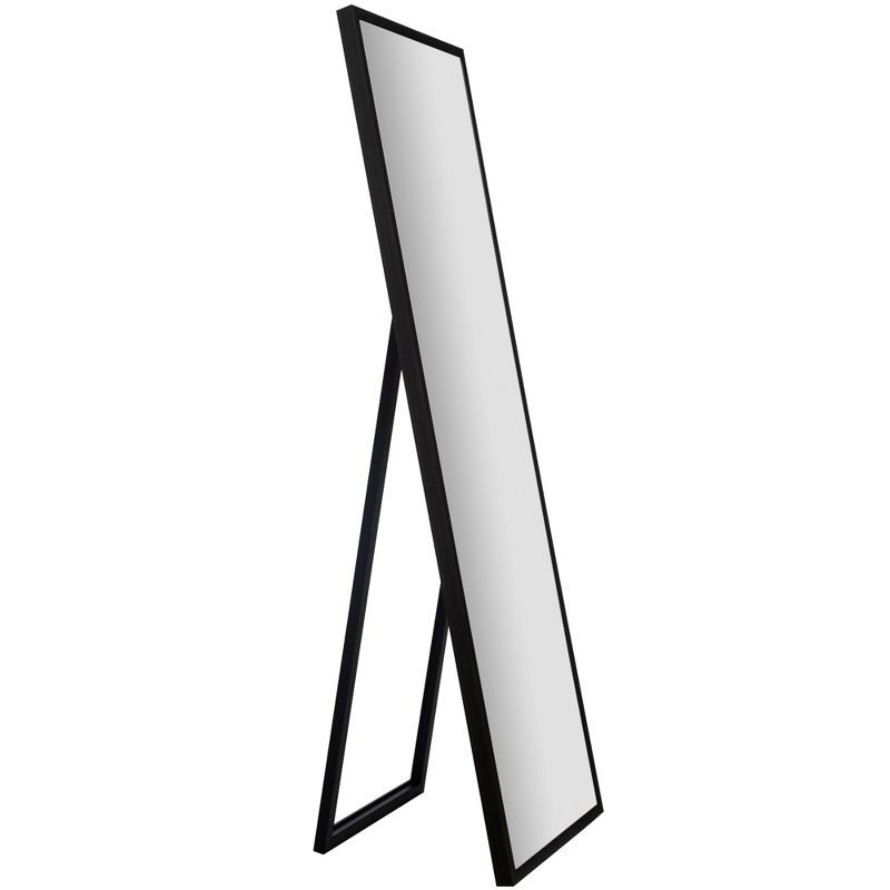 16"x57" Framed Floor Free Standing Mirror with Easel Black - Gallery Solutions