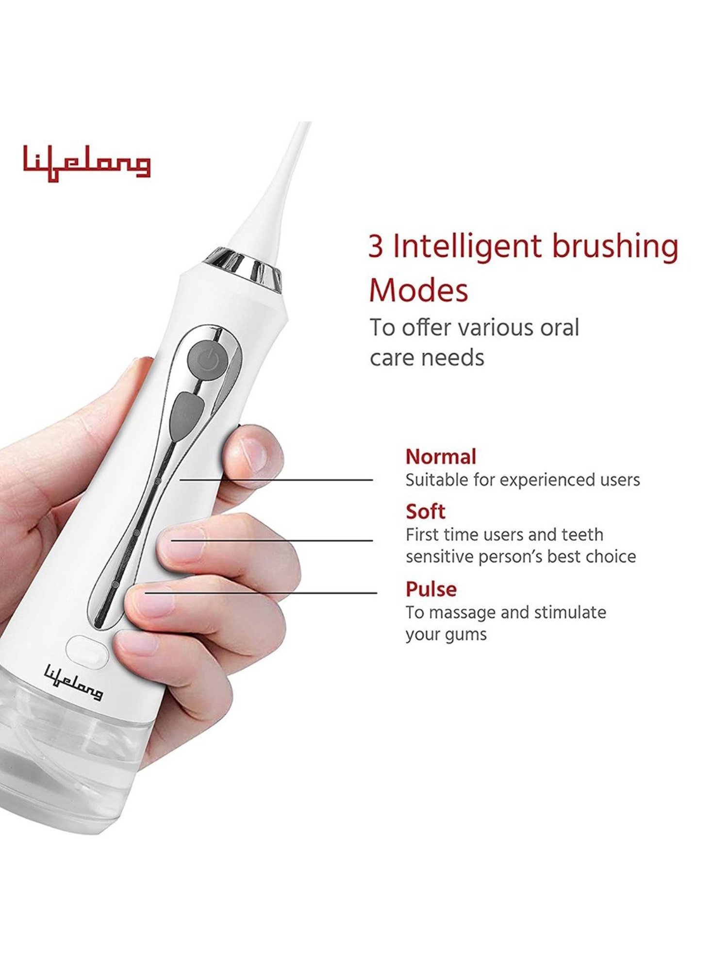 Lifelong LLDC36 Rechargeable Water Teeth Flosser (White)