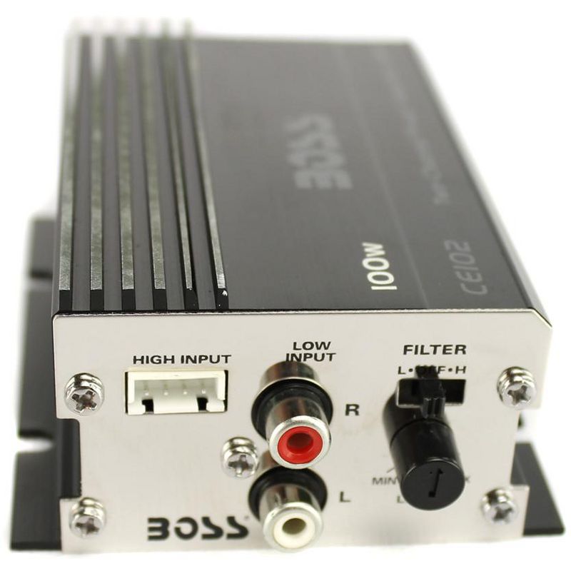 BOSS CE102 100 Watt 2 Channel Car/Motorcycle/ATV Audio Power Amplifier (2 Pack)