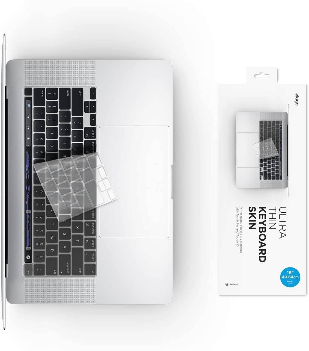 elago Ultra Thin Keyboard Skin for MacBook Pro 16" with Touch Bar and Touch ID [Version 2020] [A2141] (Transparent)