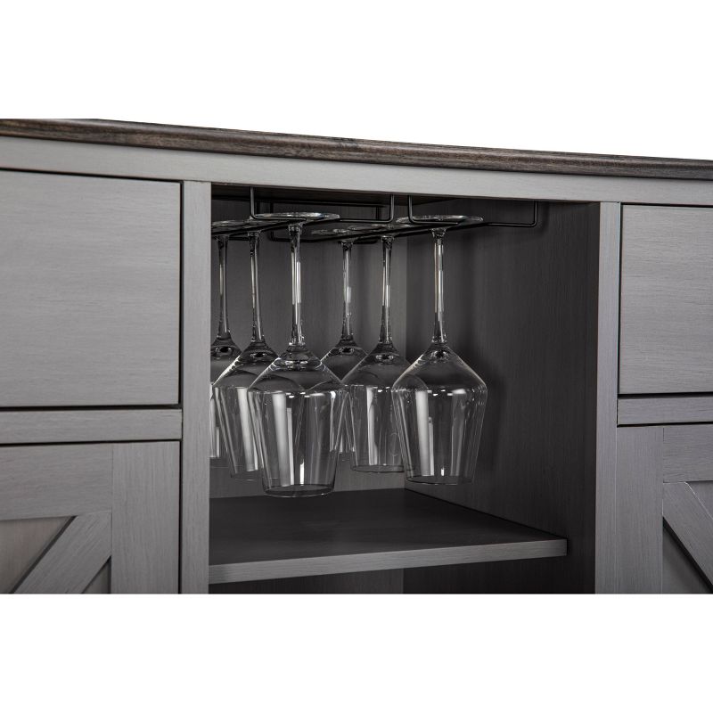 47" Wood Bar Cabinet with Brushed Nickel Knobs Gray - Home Essentials