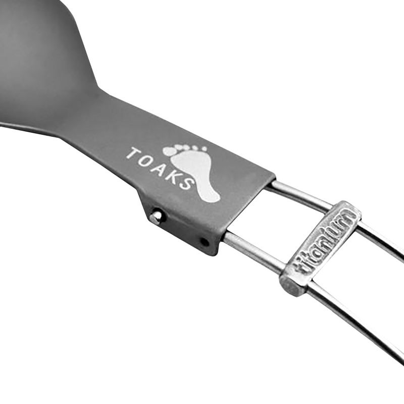 TOAKS Folding Titanium Camping Spoon with Lockable Handle