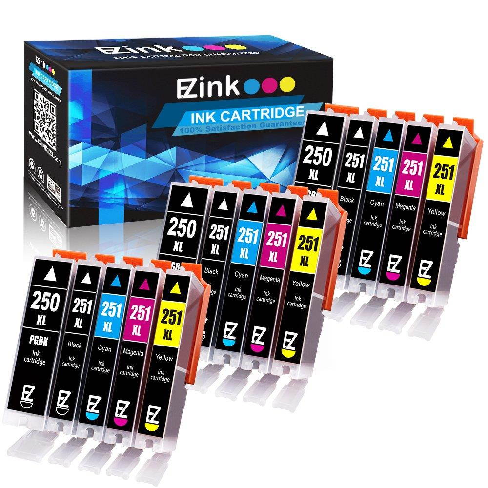 E-Z Ink (TM) Compatible Ink Cartridge Replacement for Canon PGI-250XL PGI 250 XL CLI-251XL CLI 251 XL to use with PIXMA MX922 MG5520 (3 Large Black, 3 Cyan, 3 Magenta, 3 Yellow, 3 Small Black) 15 pack