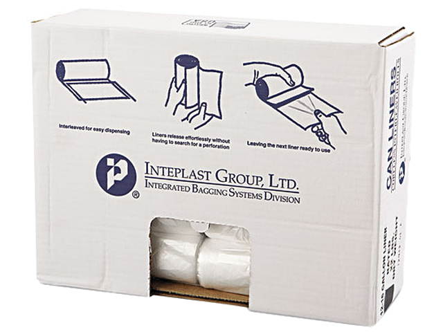 Inteplast Group VALH2433N8 High-Density Can Liner, 24 x 31, 16gal, 8mic, Clear, 50/Roll, 20 Rolls/Carton, 1 Carton