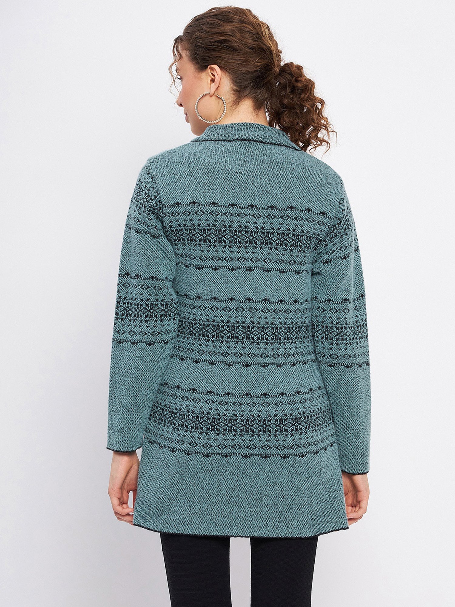 Duke Sage Green Printed Long Cardigan