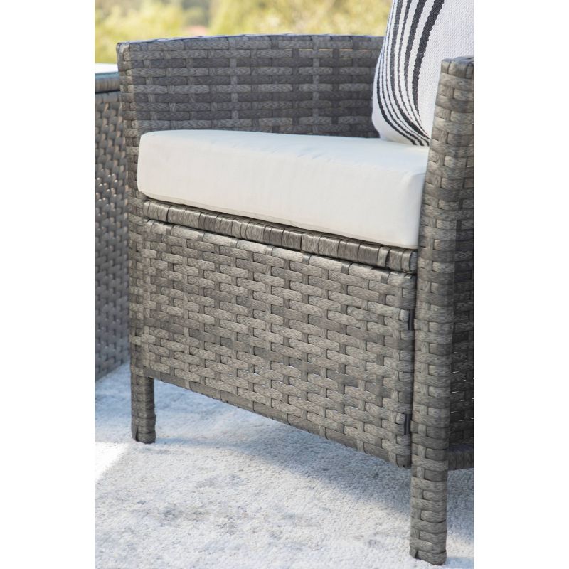 Malibu 3pc Outdoor Curved Wicker Bistro Set - Dark Gray - Coaster