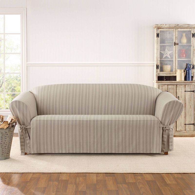 Grain Sack Sofa Slipcover Natural - Sure Fit