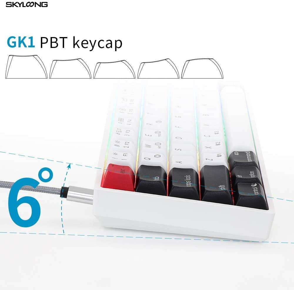 EPOMAKER SKYLOONG AK61 61 Keys Hot Swappable Programmable Mechanical Keyboard with RGB Backlit, PBT Keycaps, NKRO, IP6X Waterproof, Custom Layout for Mac/Win (Gateron Optical Black, PBT Black White)