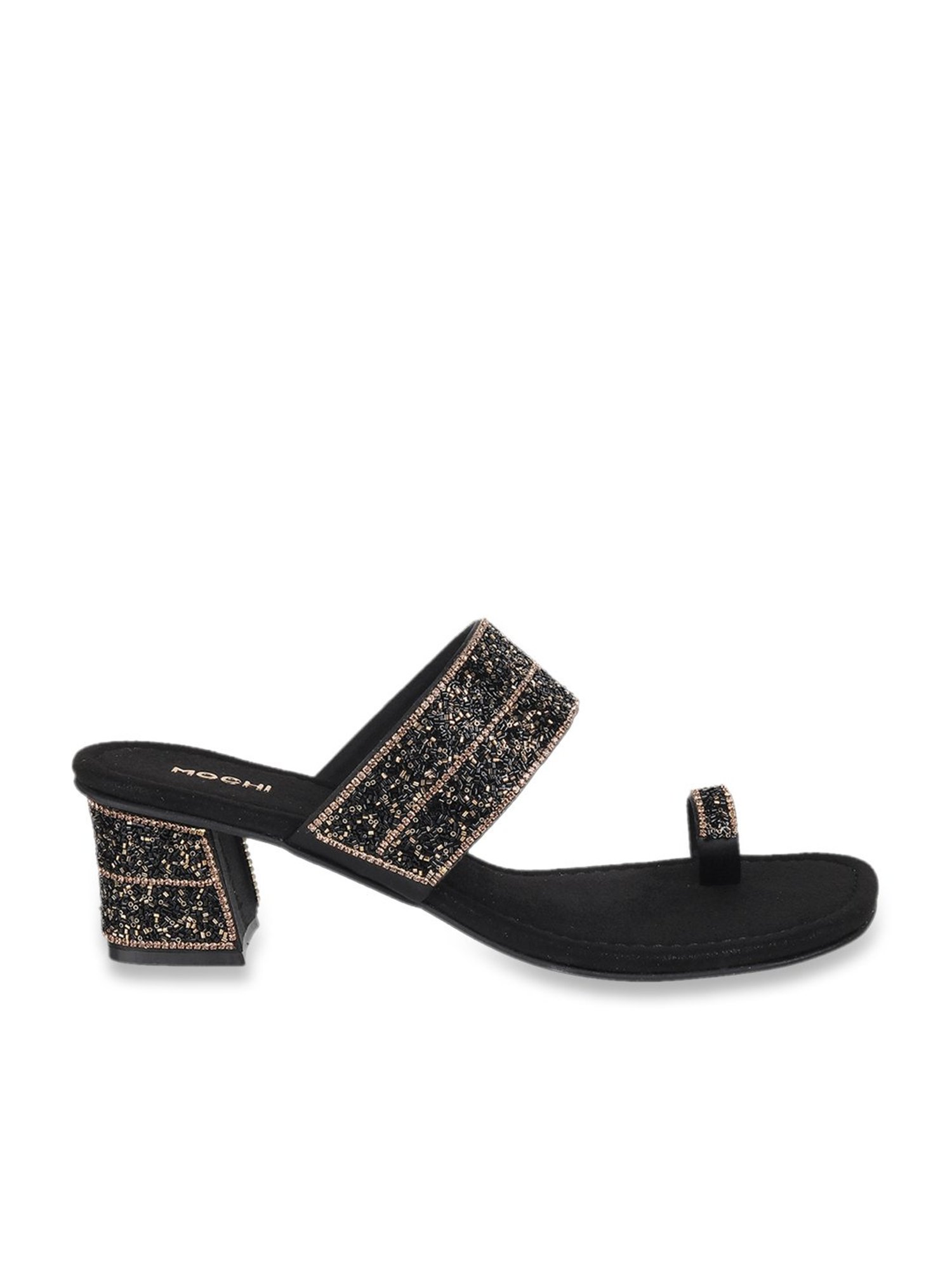 Mochi Women's Black Toe Ring Sandals